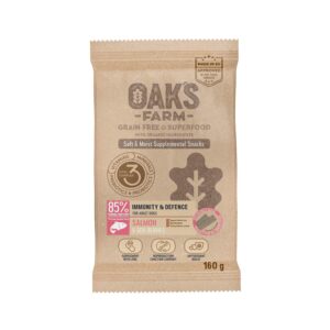 חטיף לכלב בוגר סלמון ללא דגנים 160 גרם OAK'S FARM