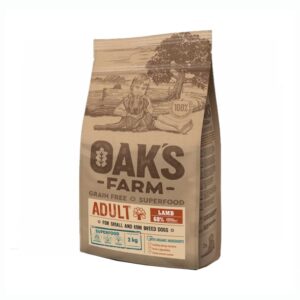 OAK'S FARM מזון לכלב בוגר מגזע קטן טעם כבש ללא דגנים, 2/6.5 ק"ג